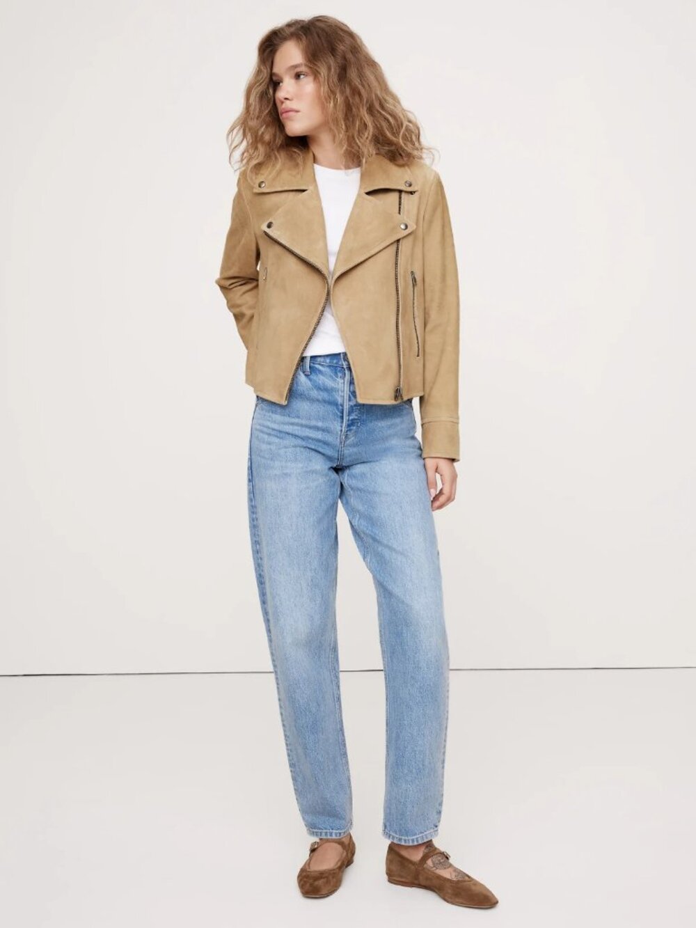 Banana Republic Enola Goat Suede Moto Jacket size S